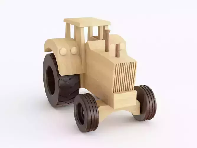 Wooden toy tractor 01