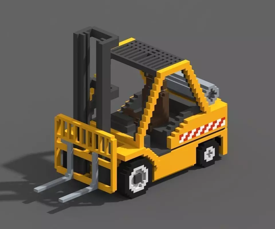 Voxel Forklift Low-poly 3D model