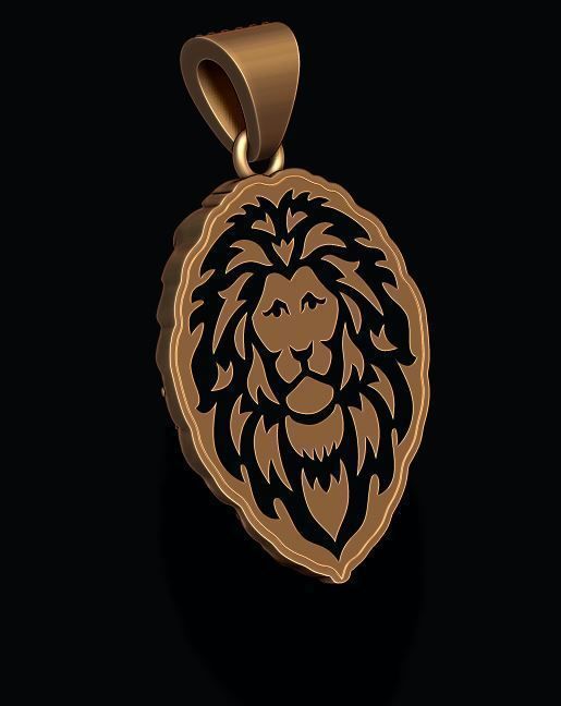 Lion pendant with diamonds and closed mouth 010 3D print model_5