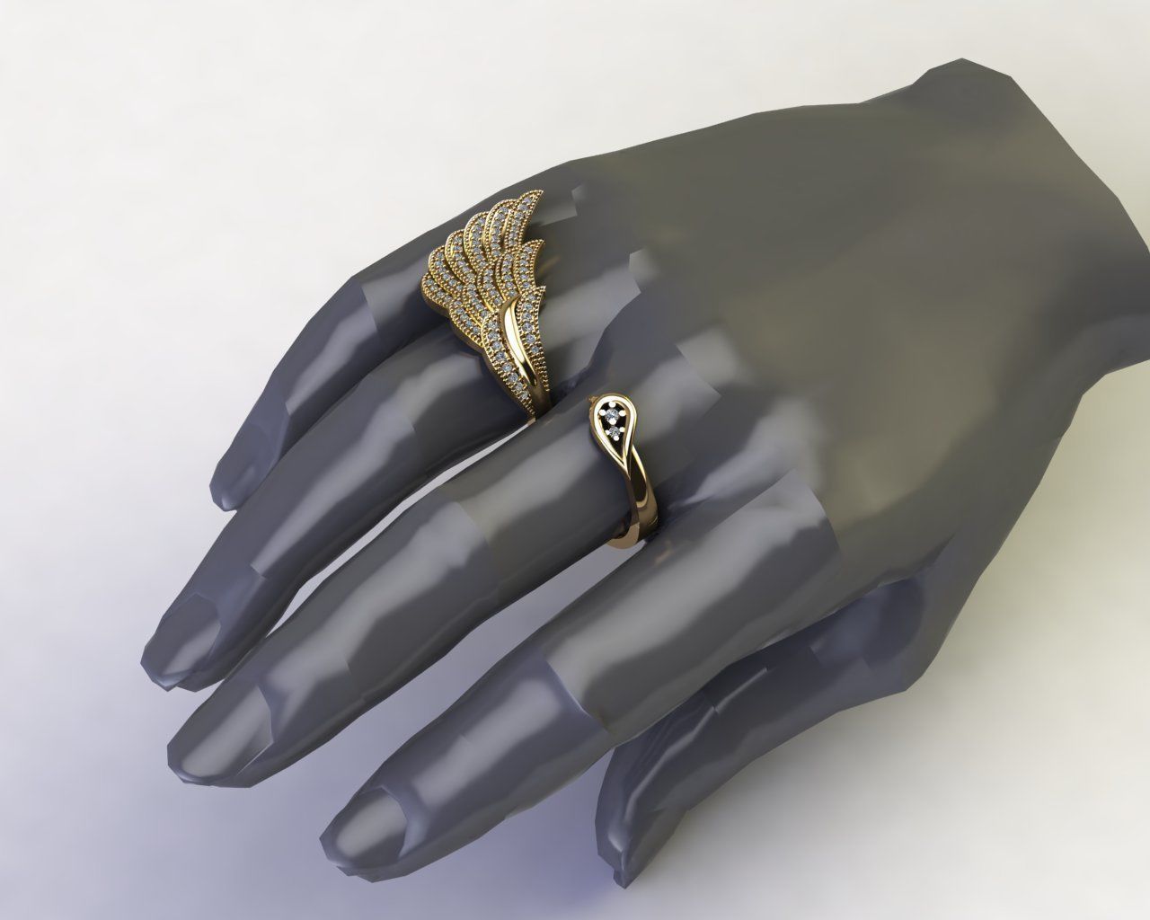 Bird ring 2x ring 3D print model_2