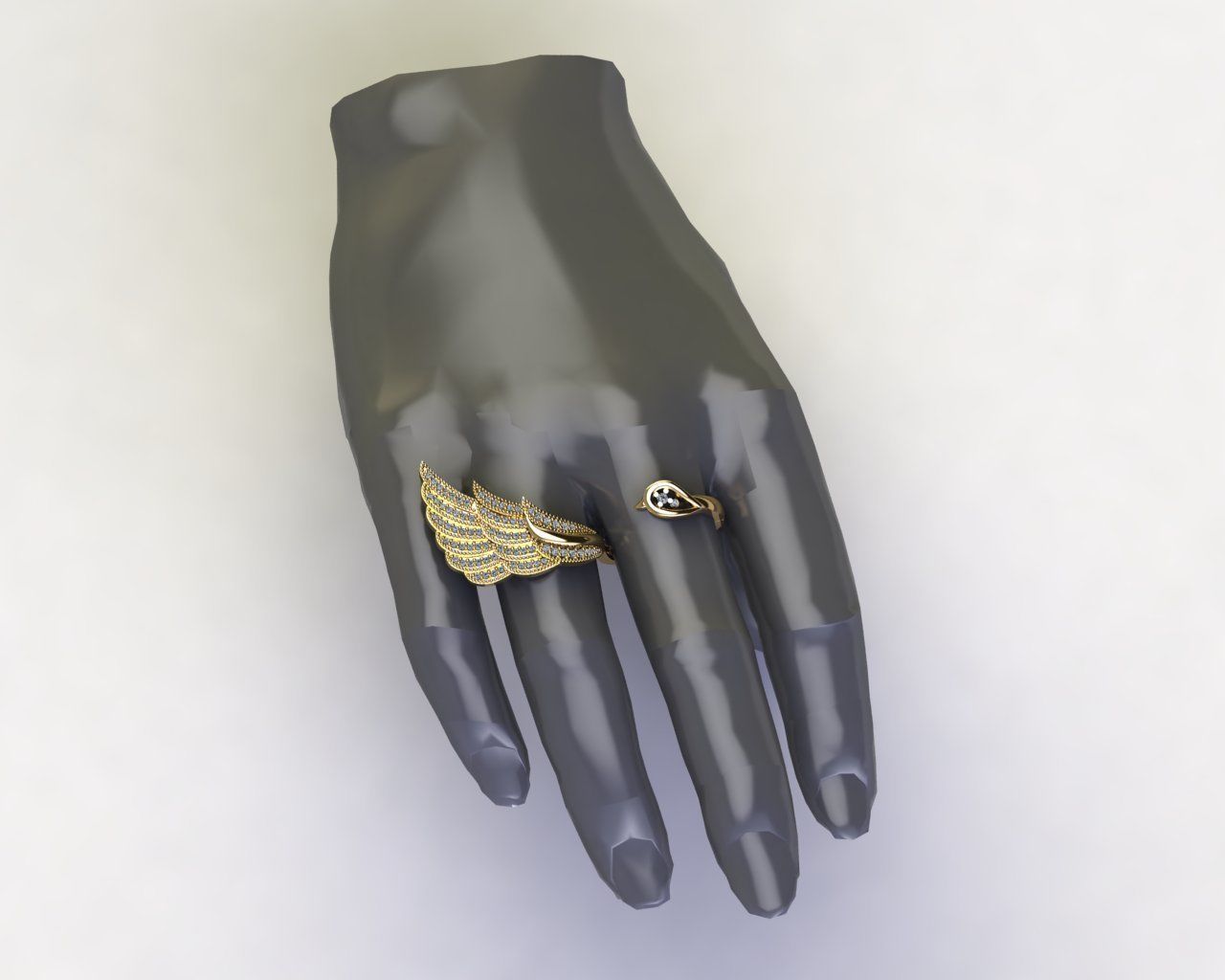 Bird ring 2x ring 3D print model_3
