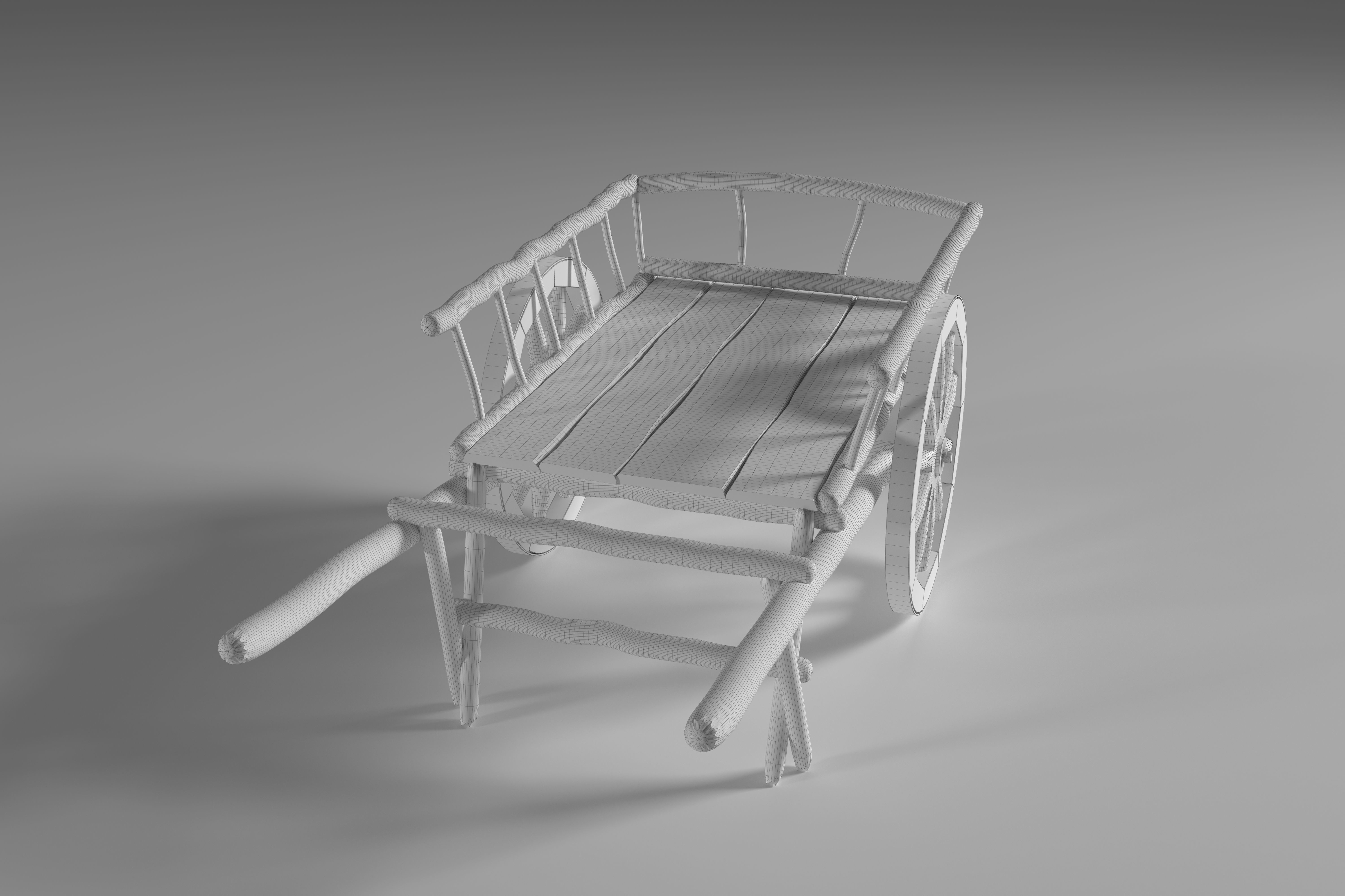Ancient Wooden Cart Low-poly 3D model_19
