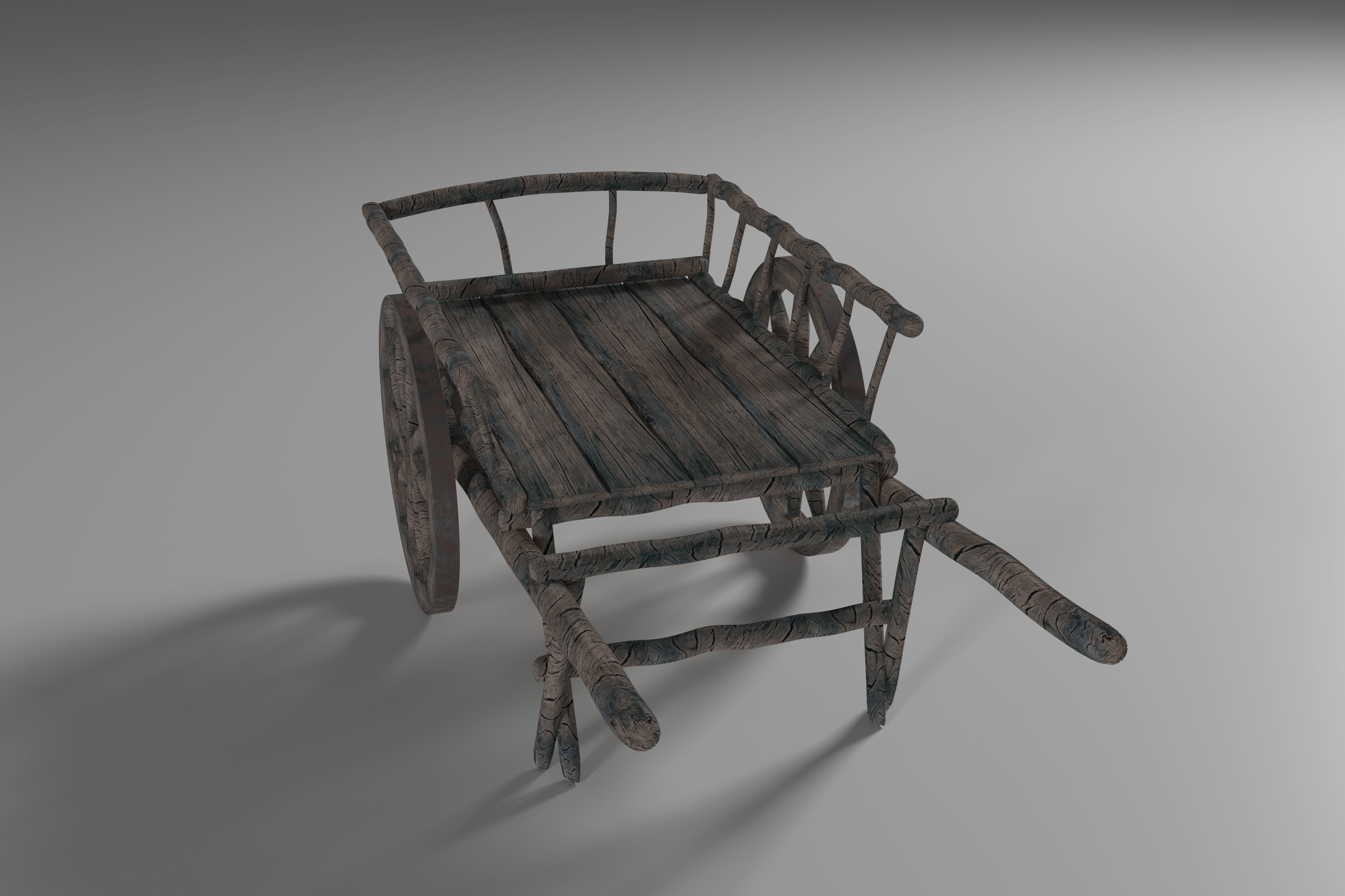 Ancient Wooden Cart Low-poly 3D model_8