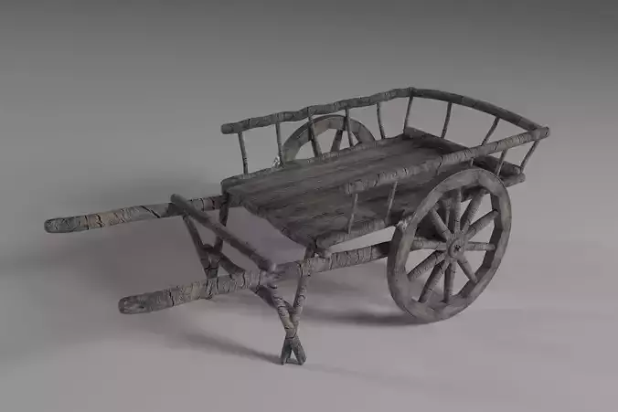 Ancient Wooden Cart Low-poly 3D model