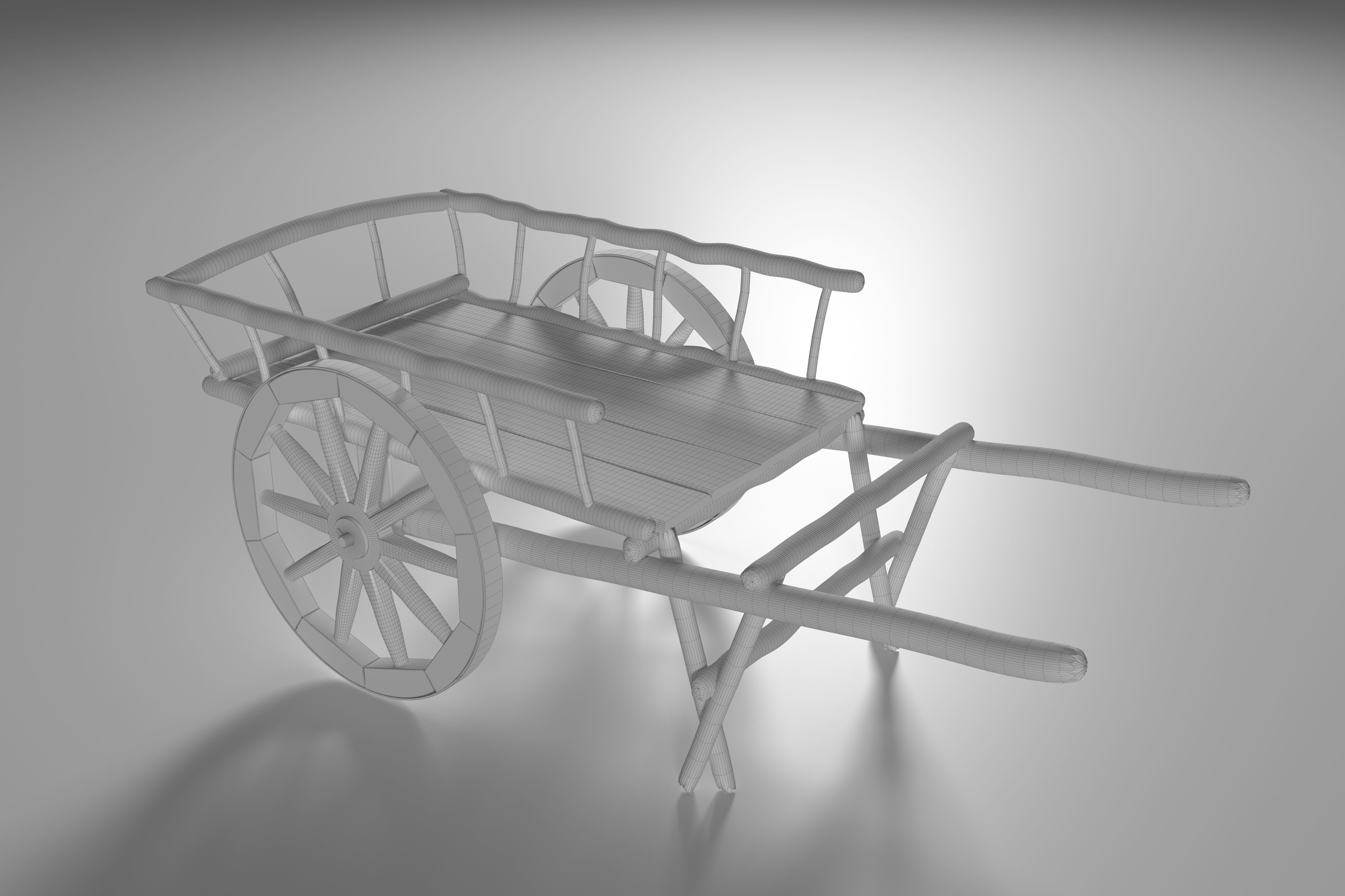 Ancient Wooden Cart Low-poly 3D model_17
