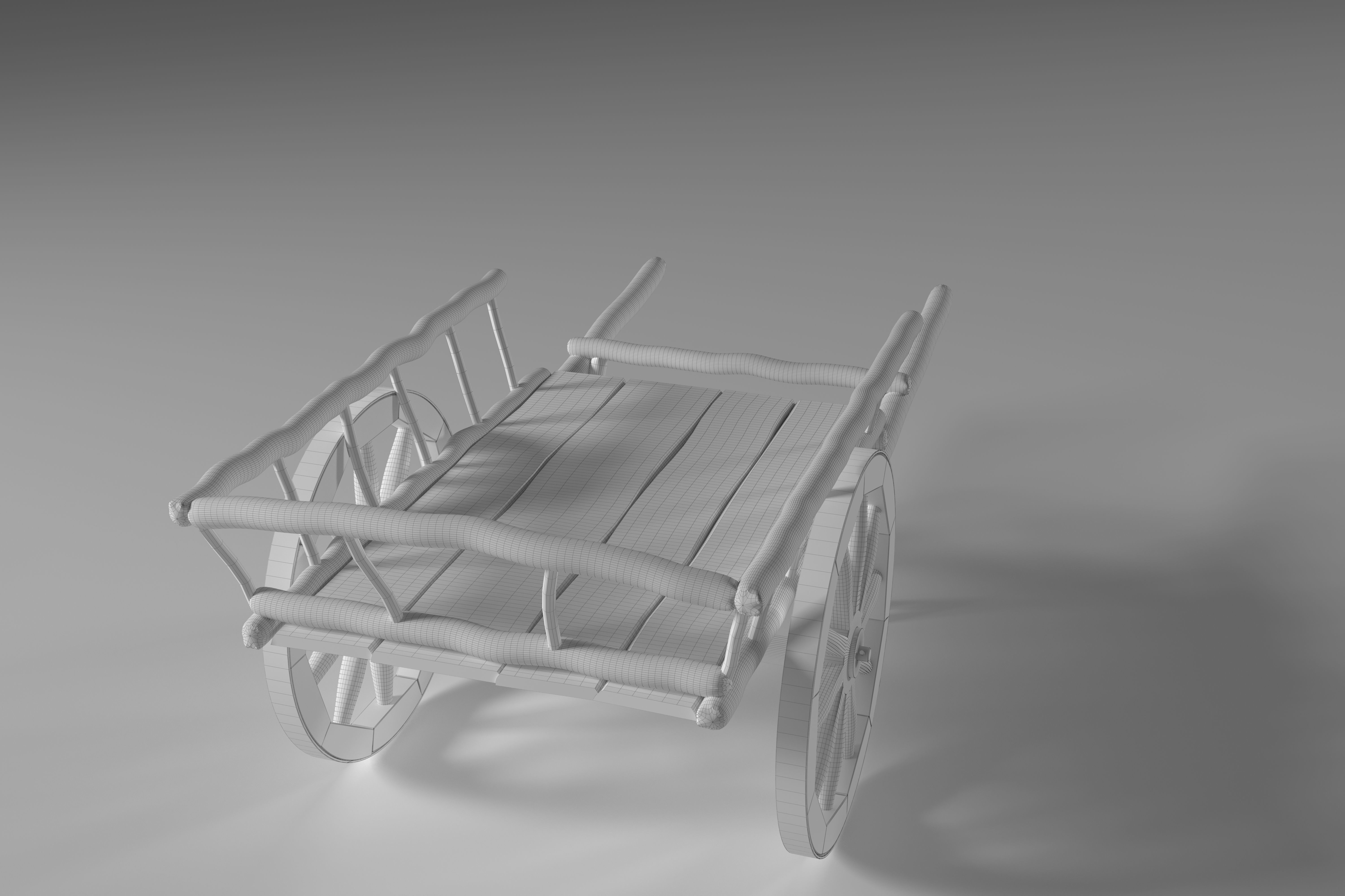Ancient Wooden Cart Low-poly 3D model_14