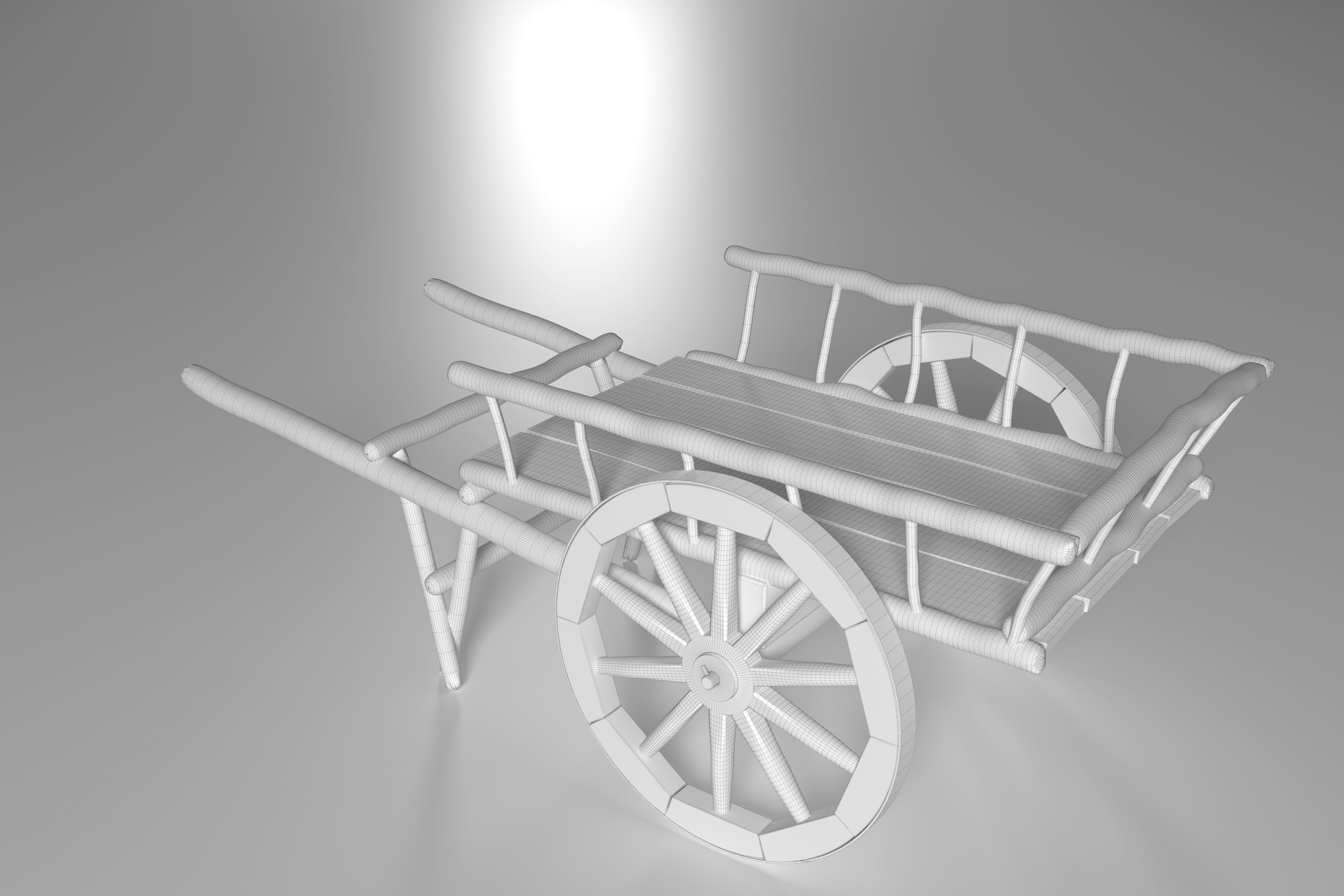 Ancient Wooden Cart Low-poly 3D model_12