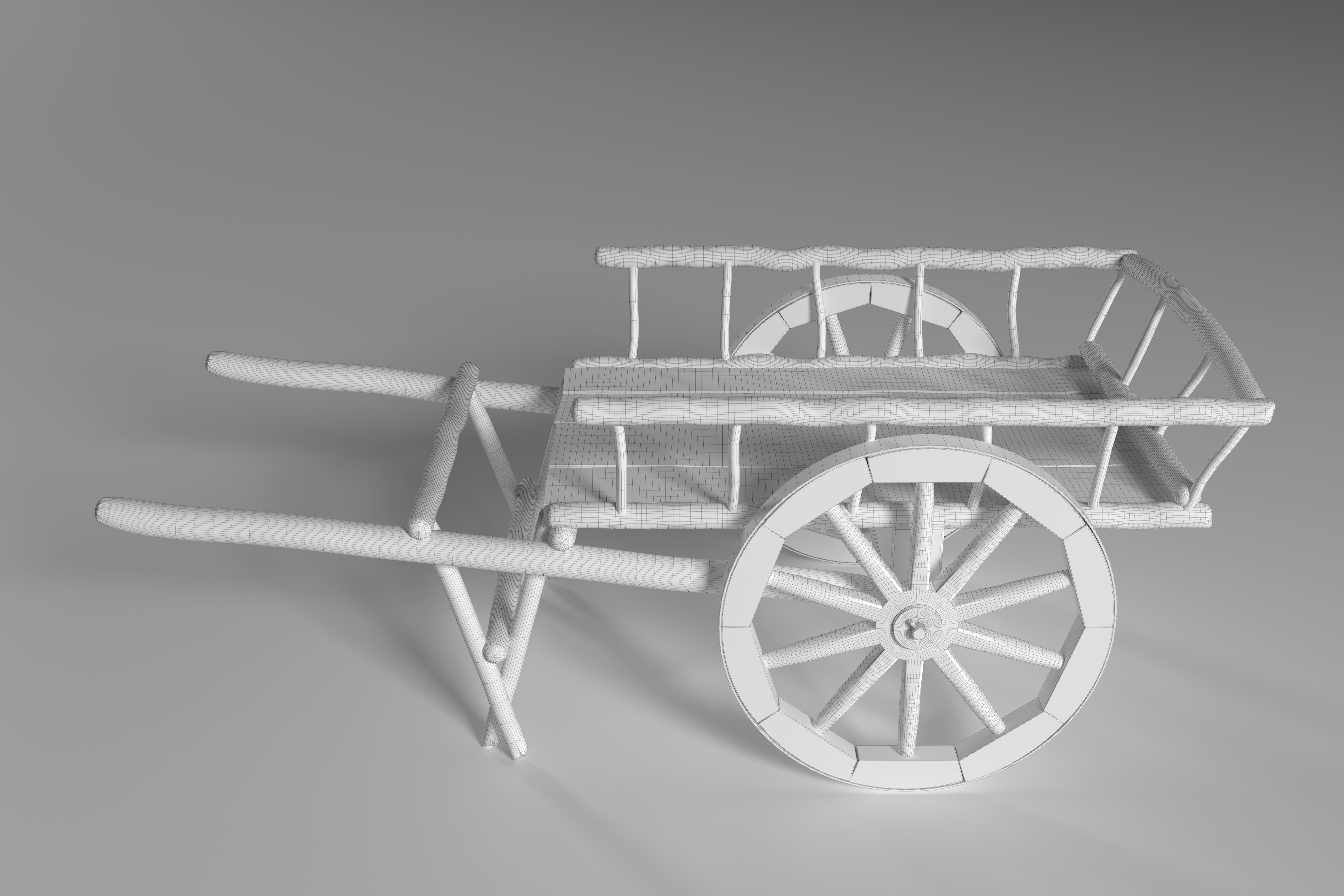 Ancient Wooden Cart Low-poly 3D model_11