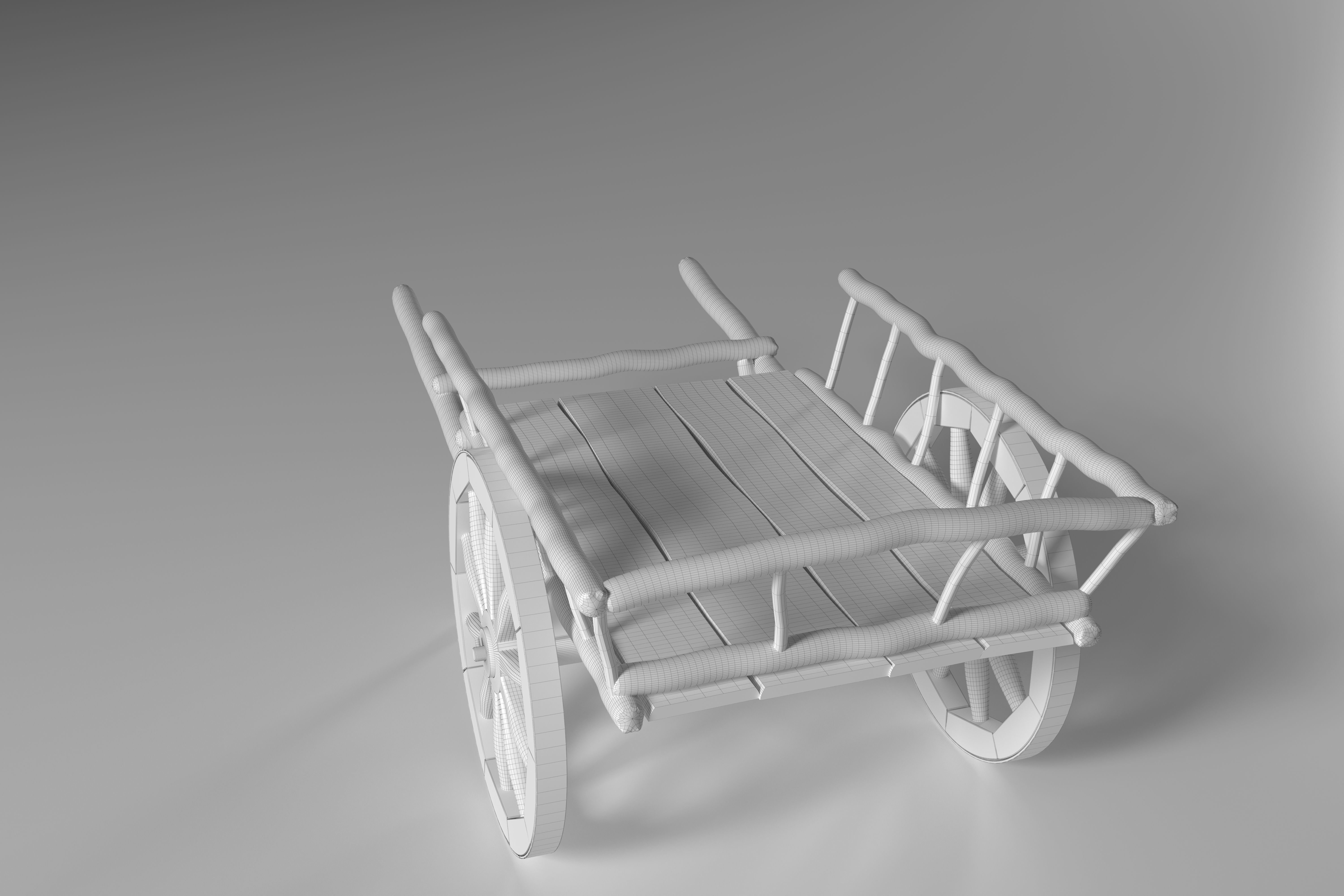 Ancient Wooden Cart Low-poly 3D model_13
