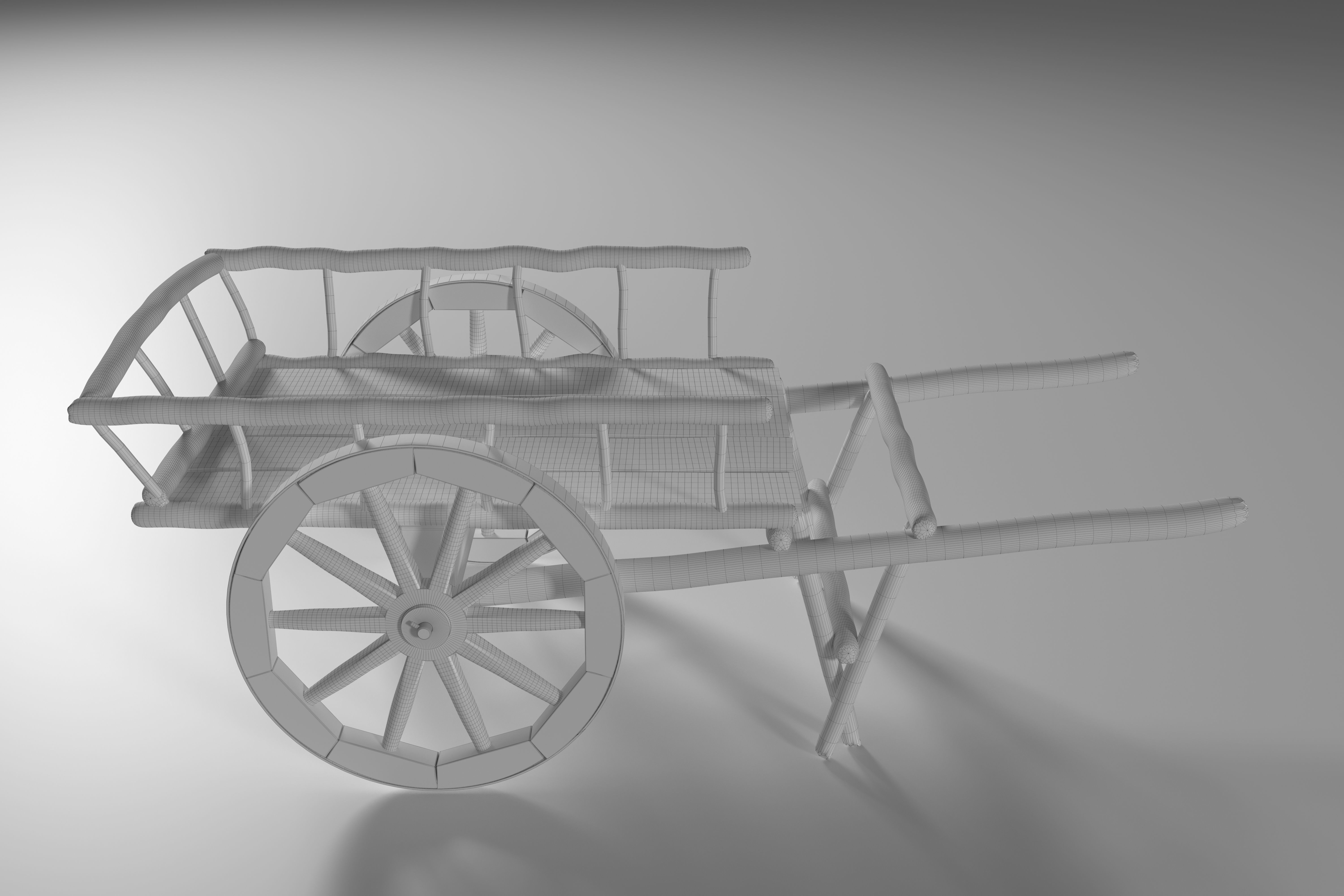 Ancient Wooden Cart Low-poly 3D model_16