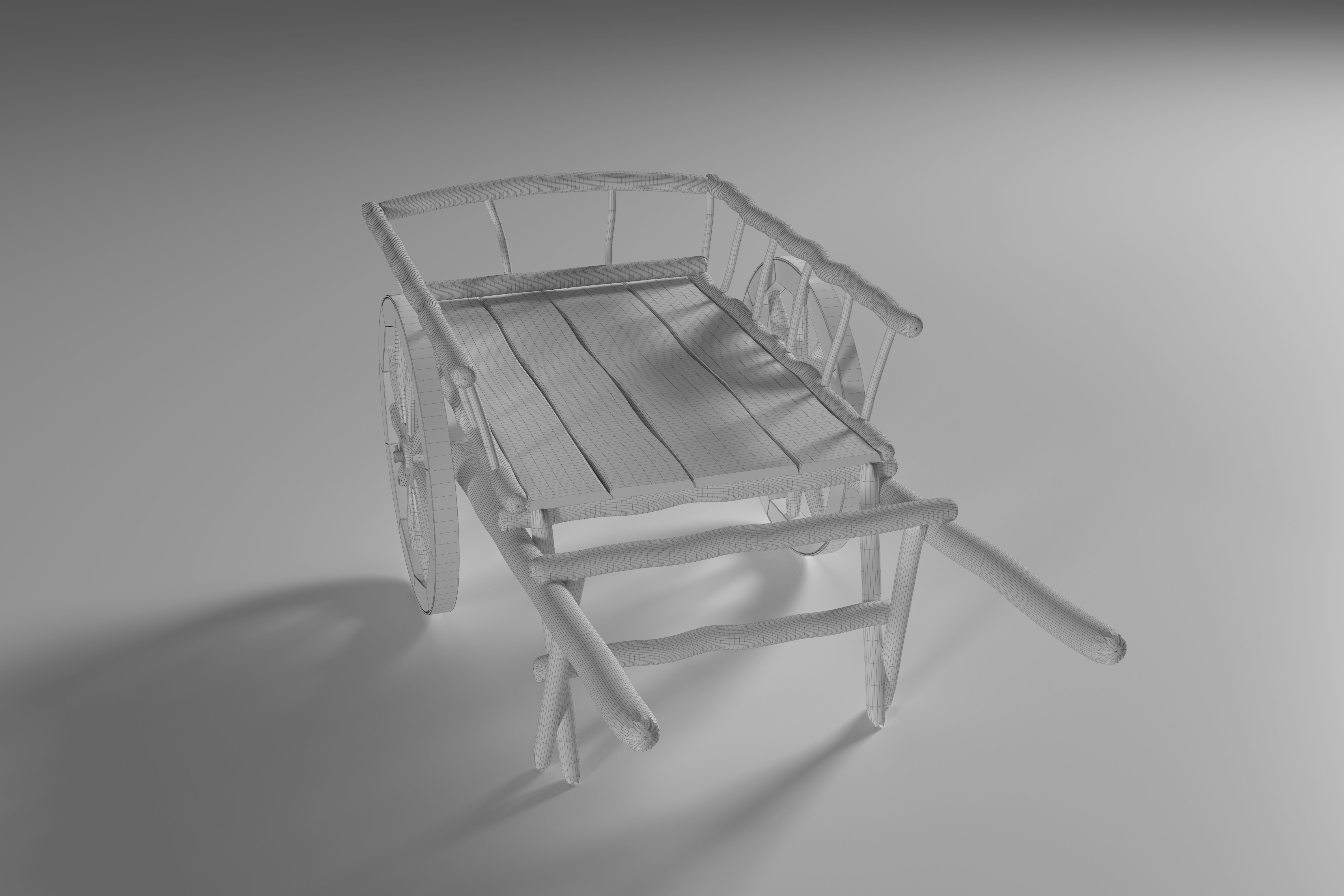 Ancient Wooden Cart Low-poly 3D model_18