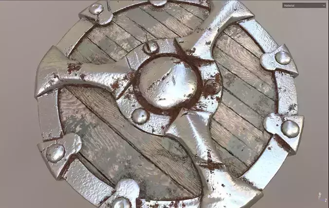 Shield Low Poly wooden table with lot of holes in it Low-poly 3D model