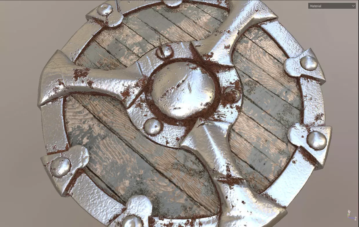 Shield Low Poly wooden table with lot of holes in it Low-poly 3D model