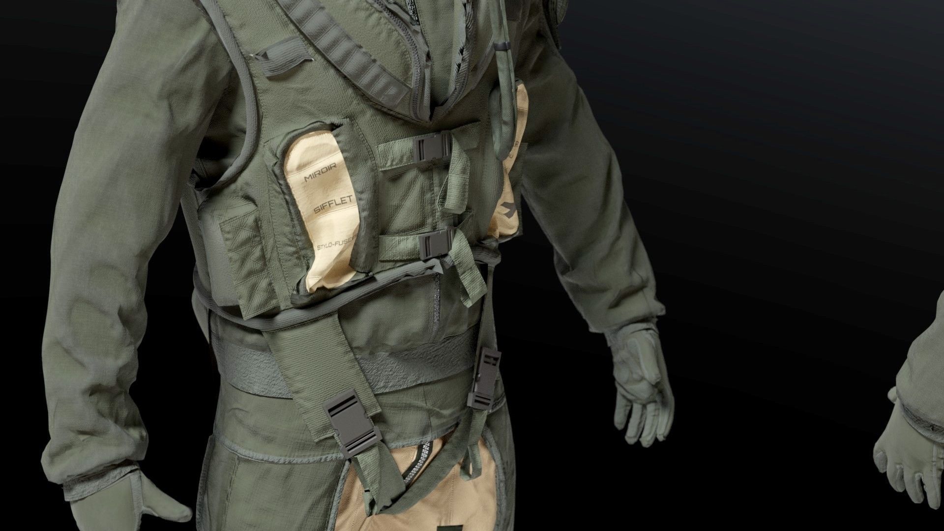FLIGHT SUIT 90s Pilot 3D model_8
