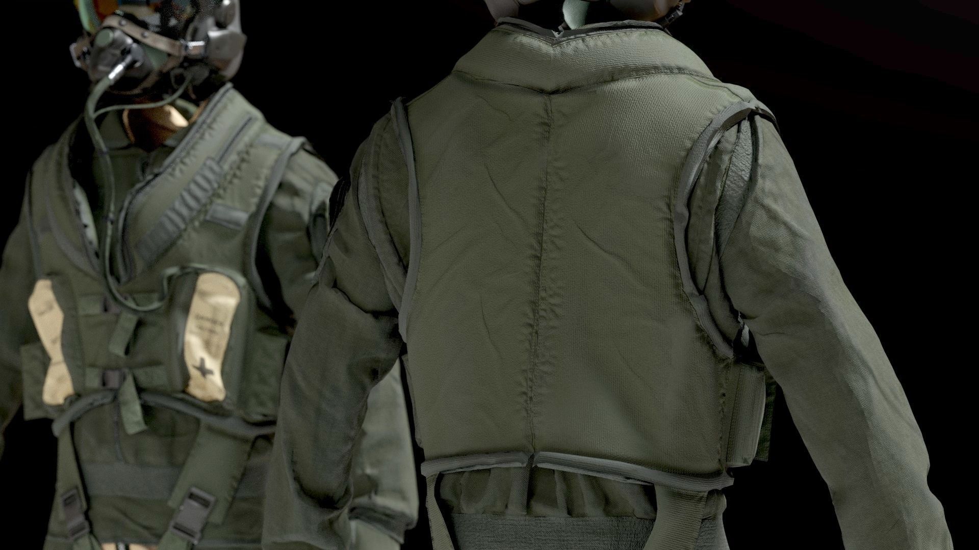 FLIGHT SUIT 90s Pilot 3D model_6