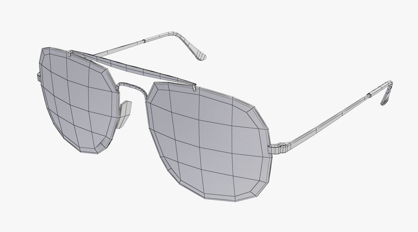 Sunglasses aviator Low-poly 3D model_9