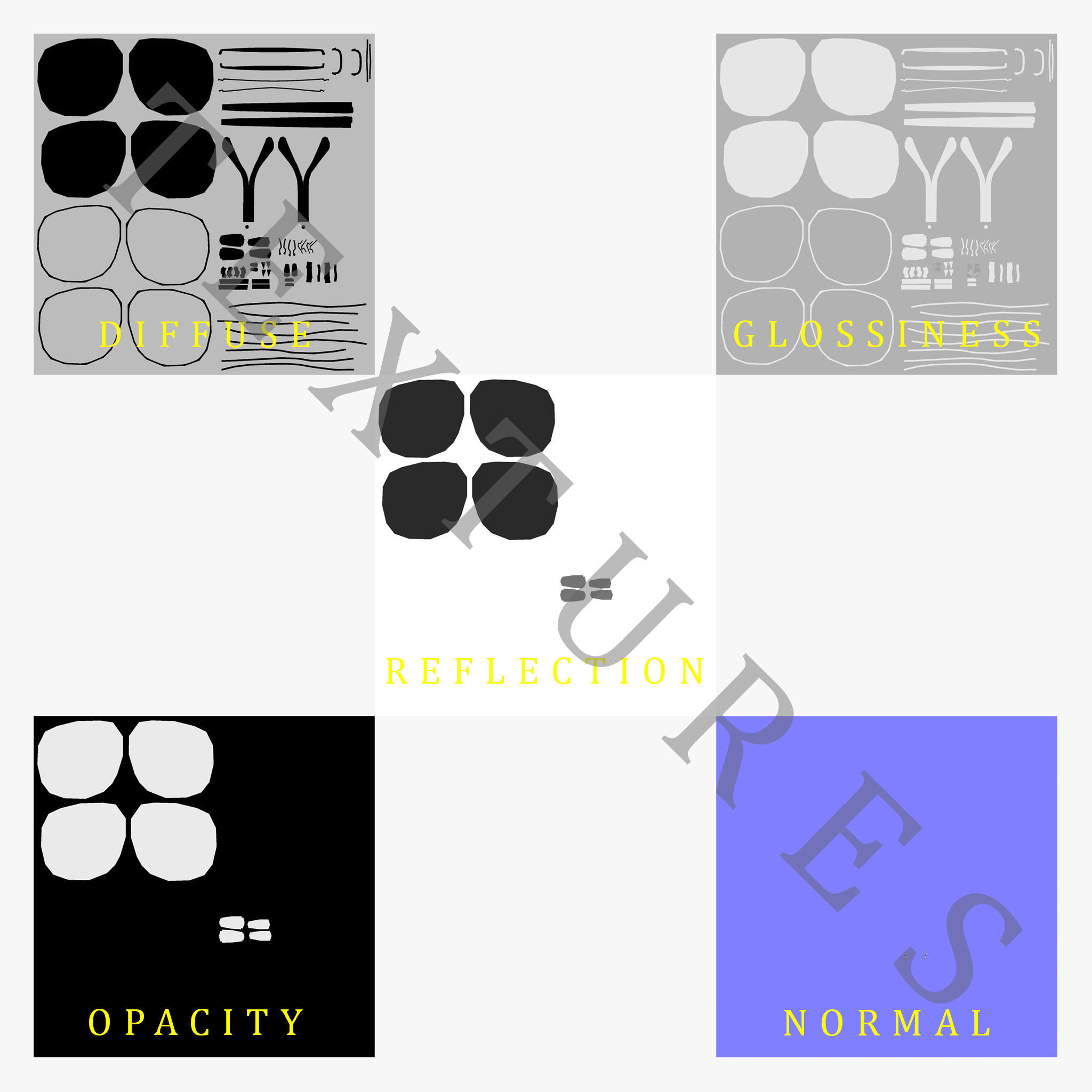 Sunglasses aviator Low-poly 3D model_17