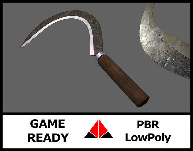 Sickle scythe Low-poly 3D model