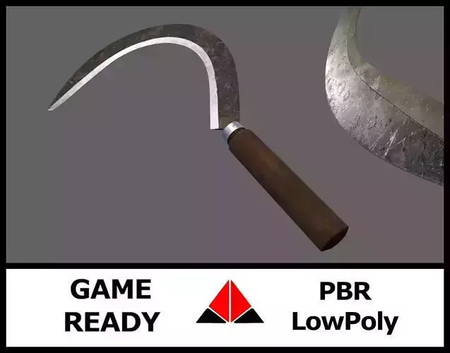 Sickle scythe Low-poly 3D model