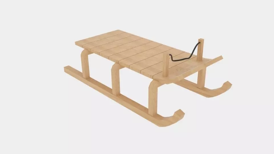 Wood Sledge Low-poly 3D model