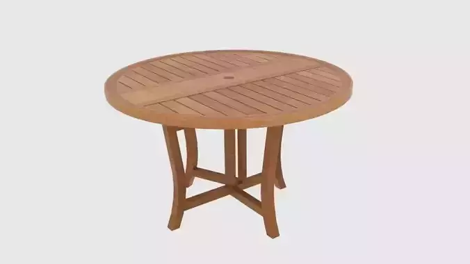 Round Wooden Round Folding Table 3D model