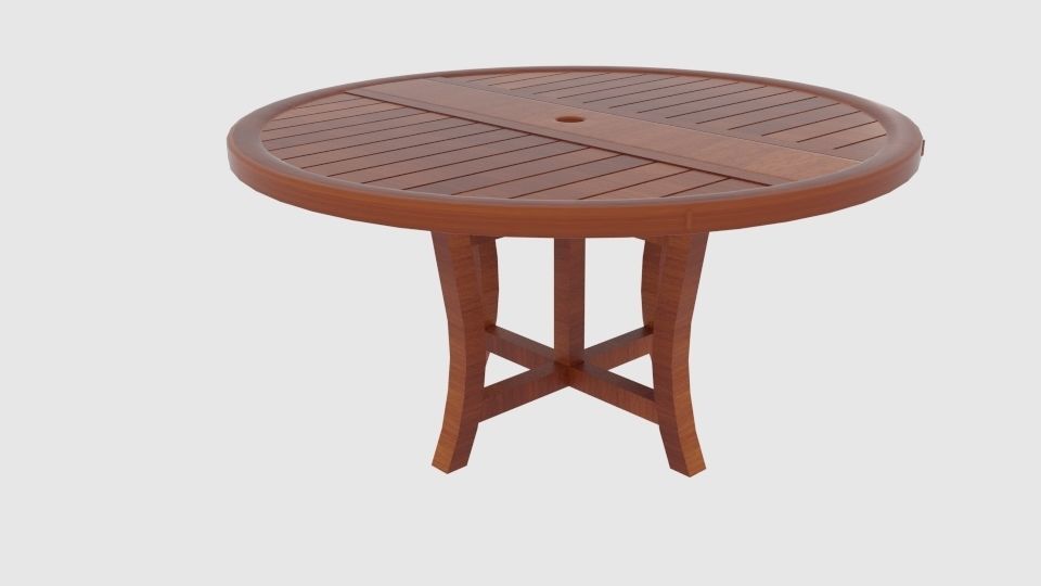 Round Wooden Round Folding Table 2 3D model