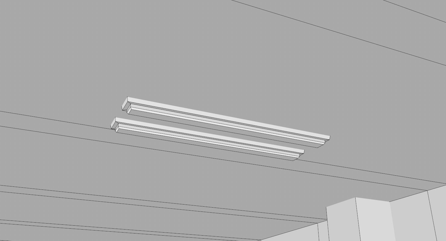 Warehouse with columns and windows Low-poly 3D model_25