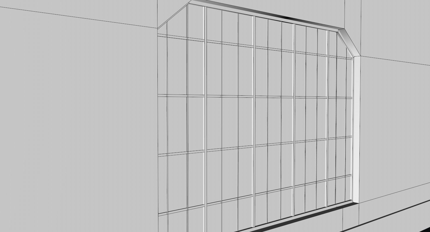 Warehouse with columns and windows Low-poly 3D model_19