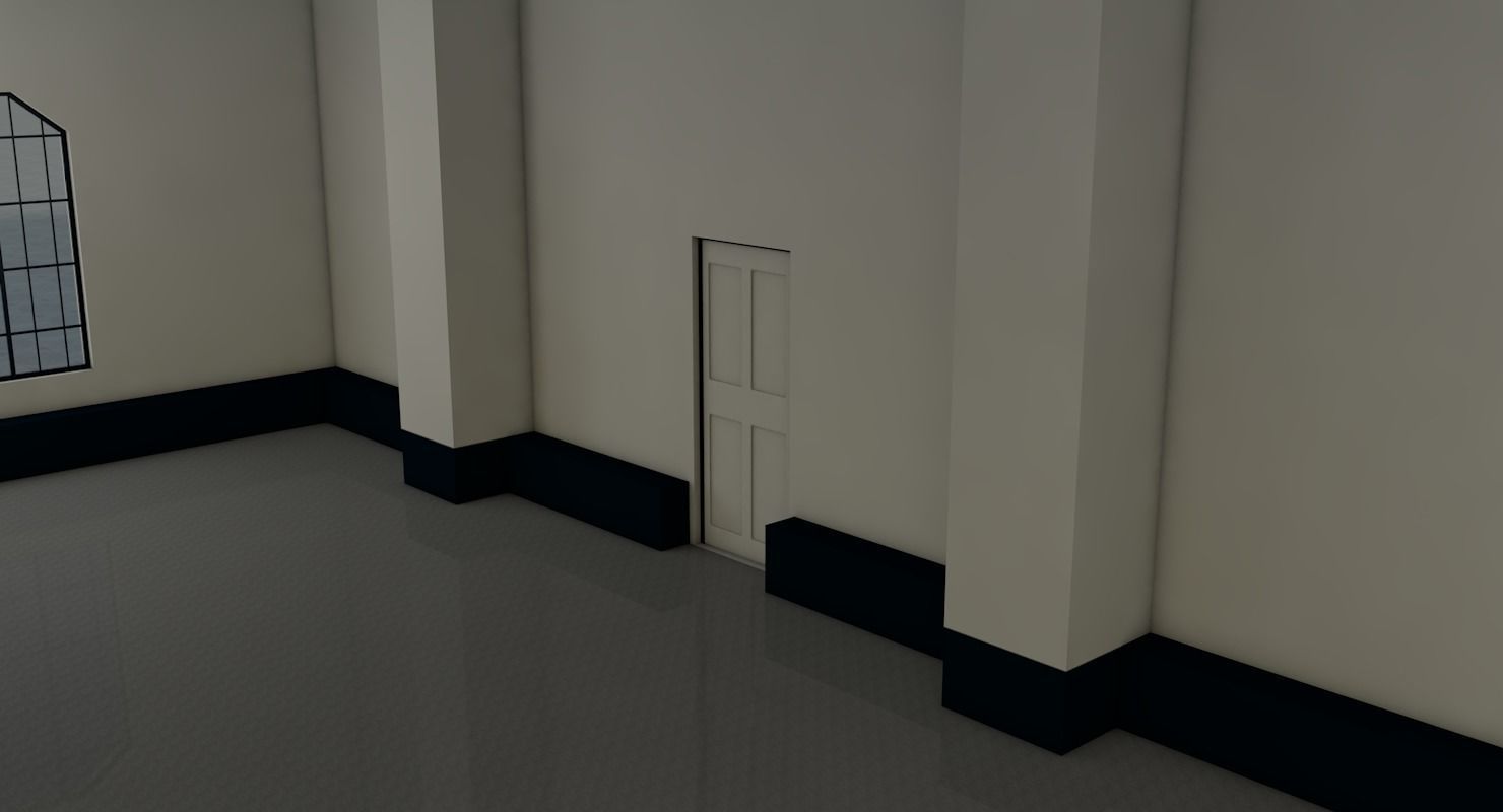 Warehouse with columns and windows Low-poly 3D model_11