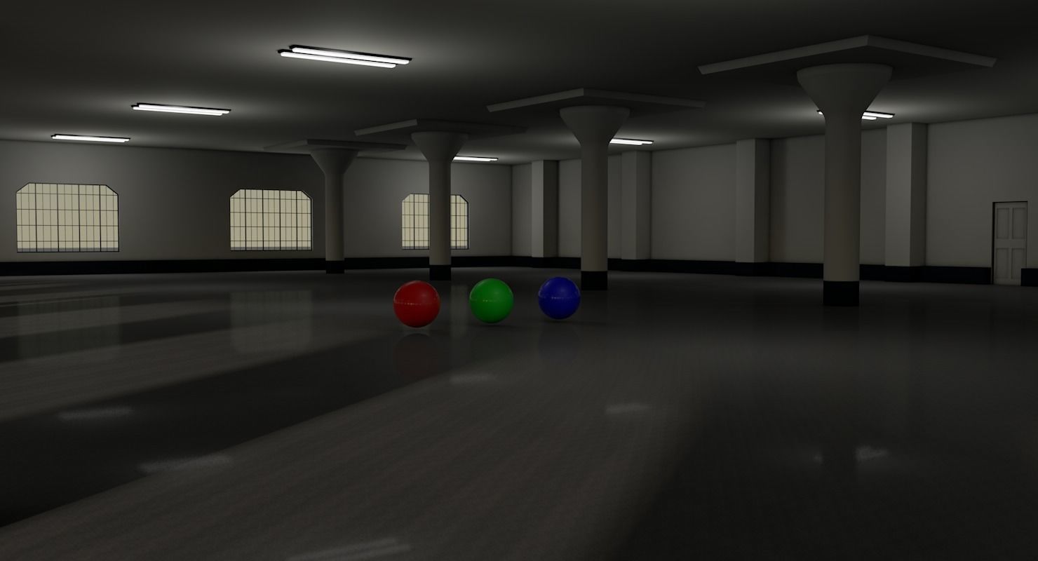 Warehouse with columns and windows Low-poly 3D model_13