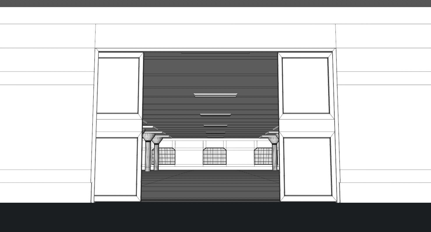 Warehouse with columns and windows Low-poly 3D model_21