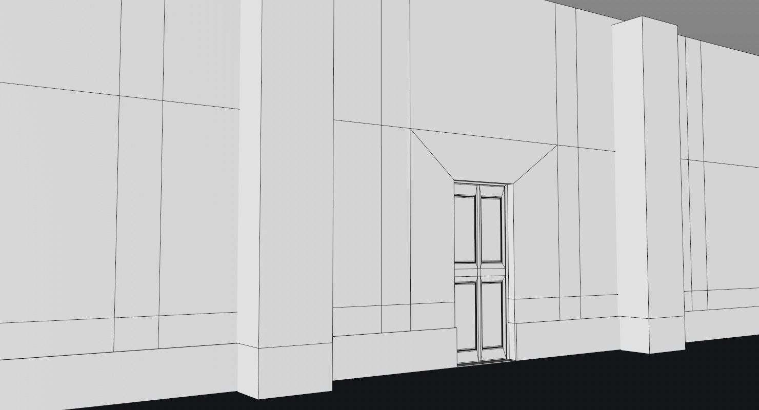 Warehouse with columns and windows Low-poly 3D model_15