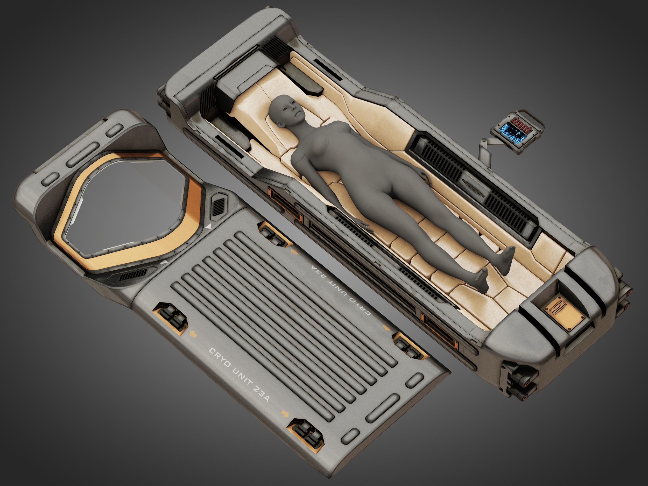 Sci-fi Cryo Chamber Cryopod 3D model_8