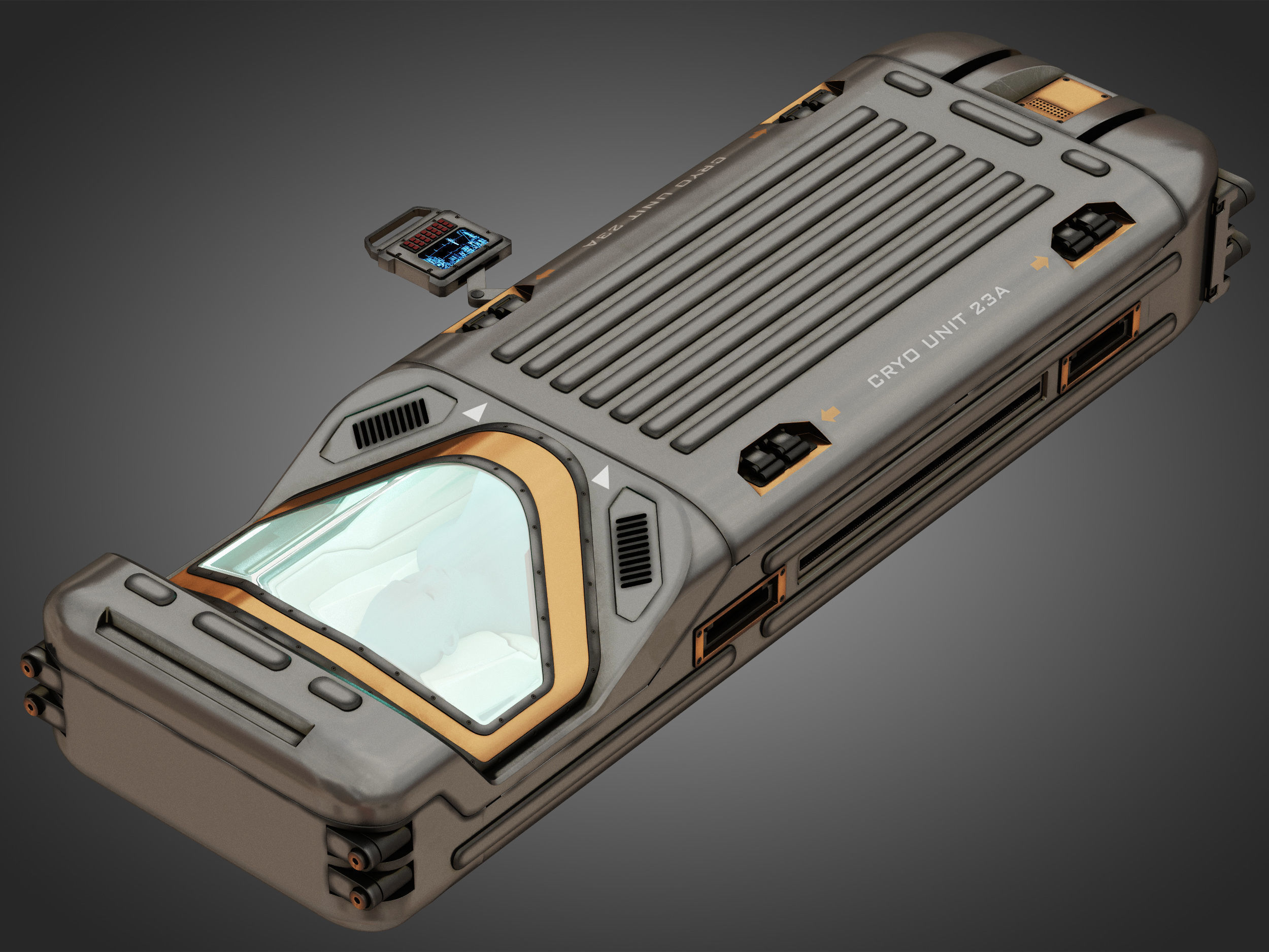Sci-fi Cryo Chamber Cryopod 3D model_4