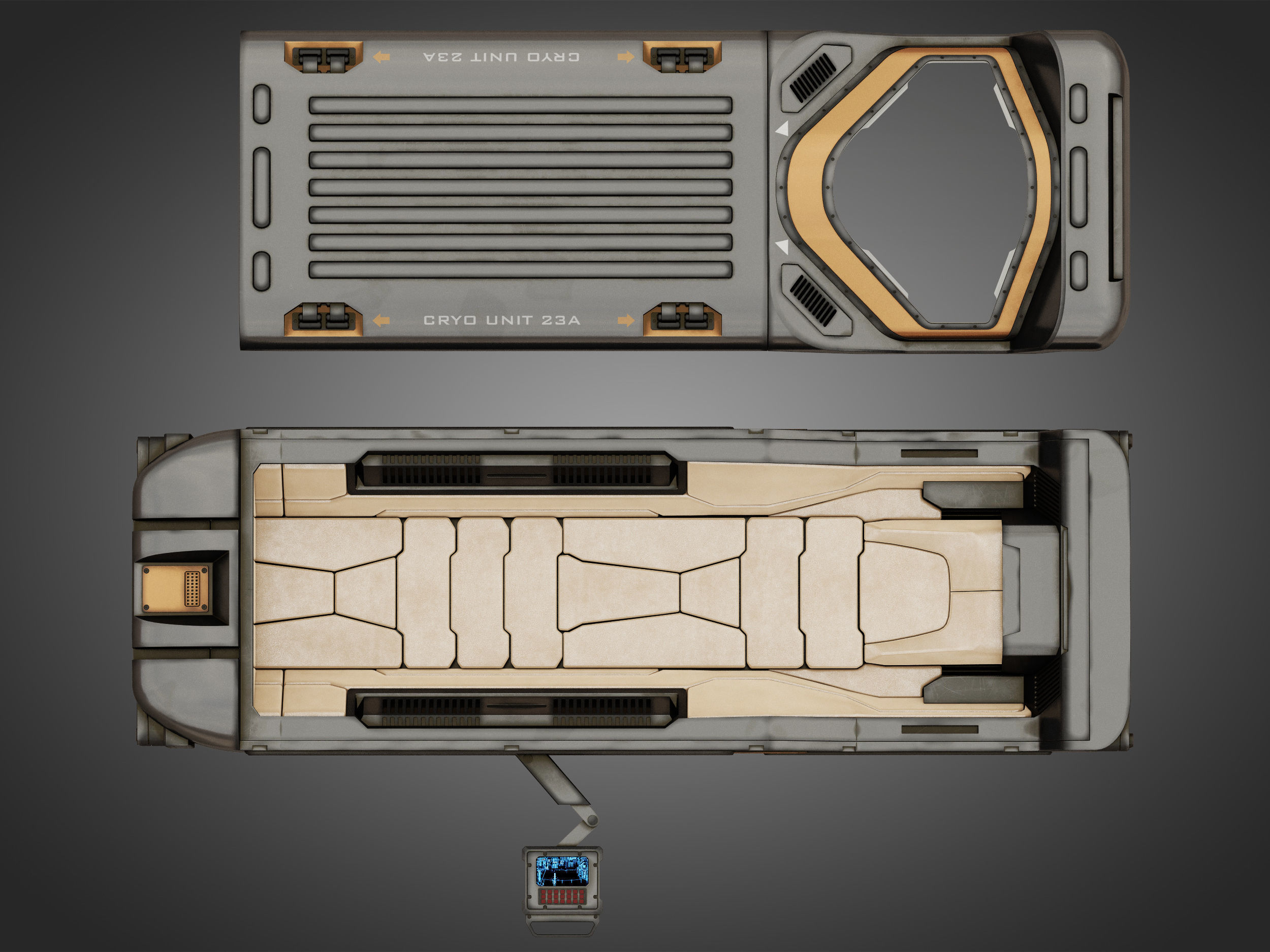 Sci-fi Cryo Chamber Cryopod 3D model_6