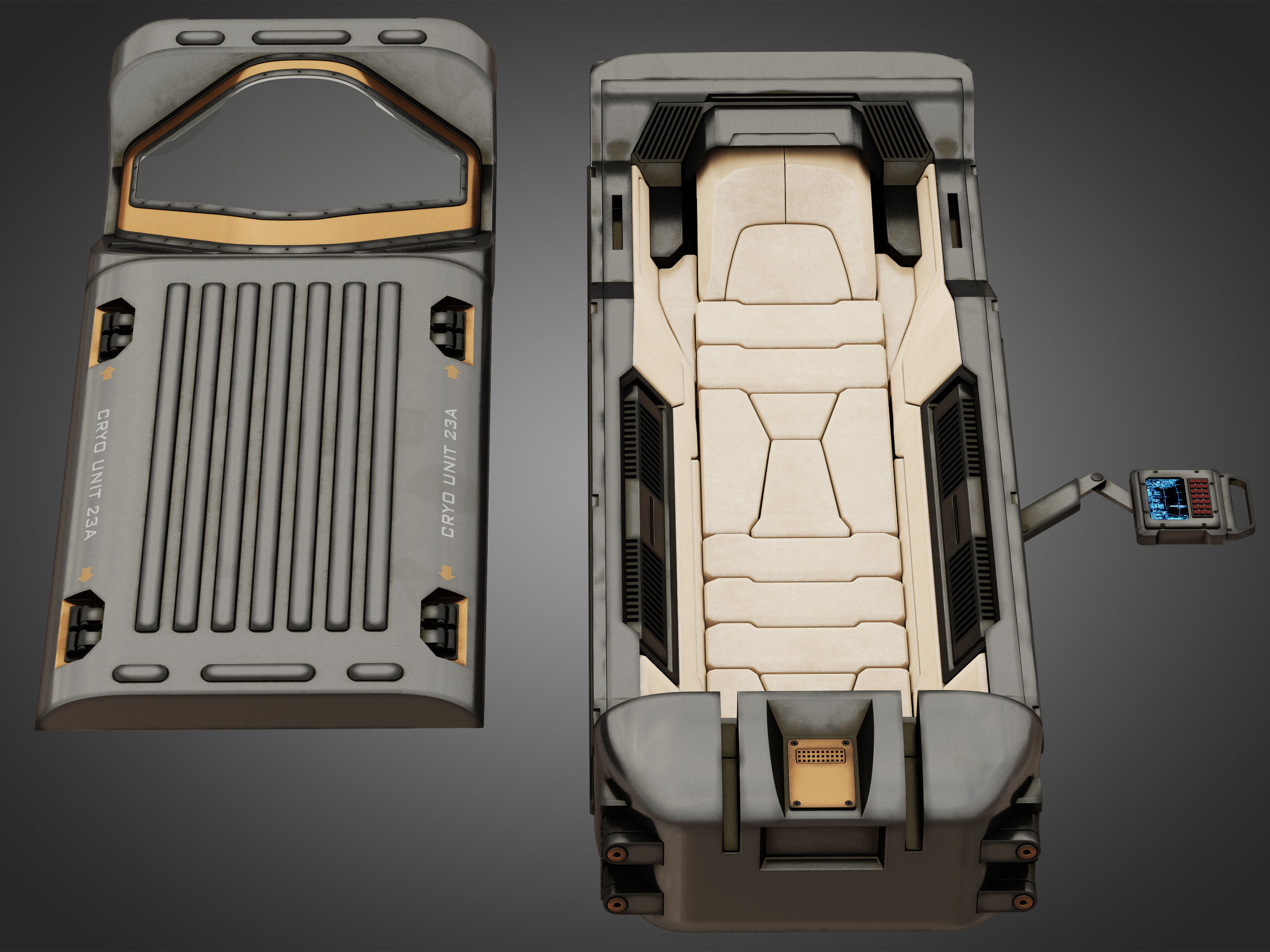 Sci-fi Cryo Chamber Cryopod 3D model_5