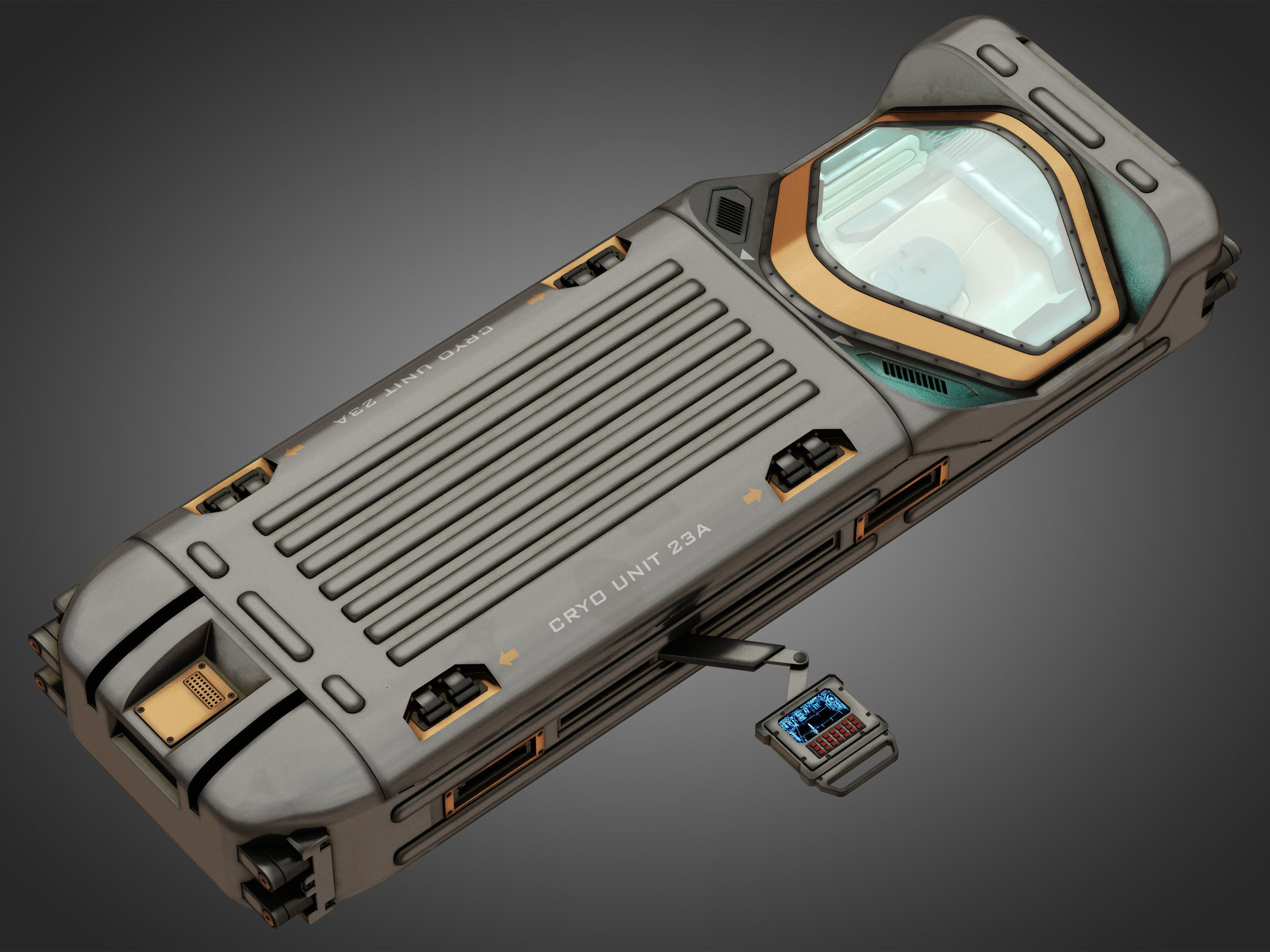 Sci-fi Cryo Chamber Cryopod 3D model_2