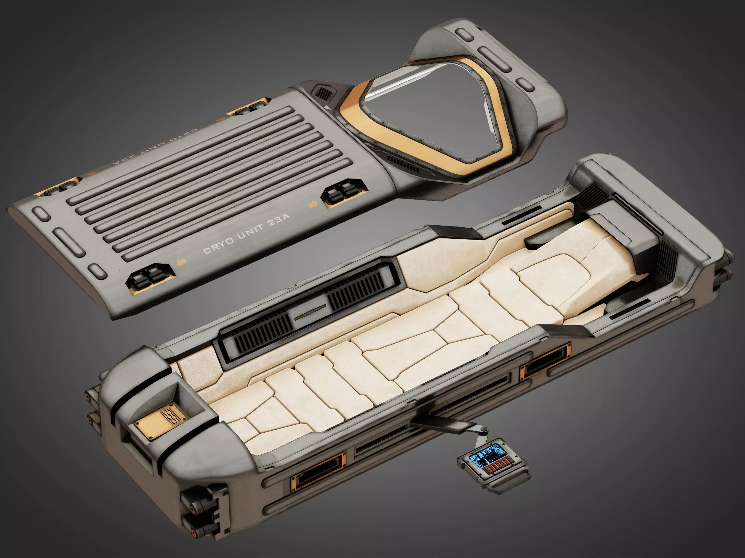 Sci-fi Cryo Chamber Cryopod 3D model_0