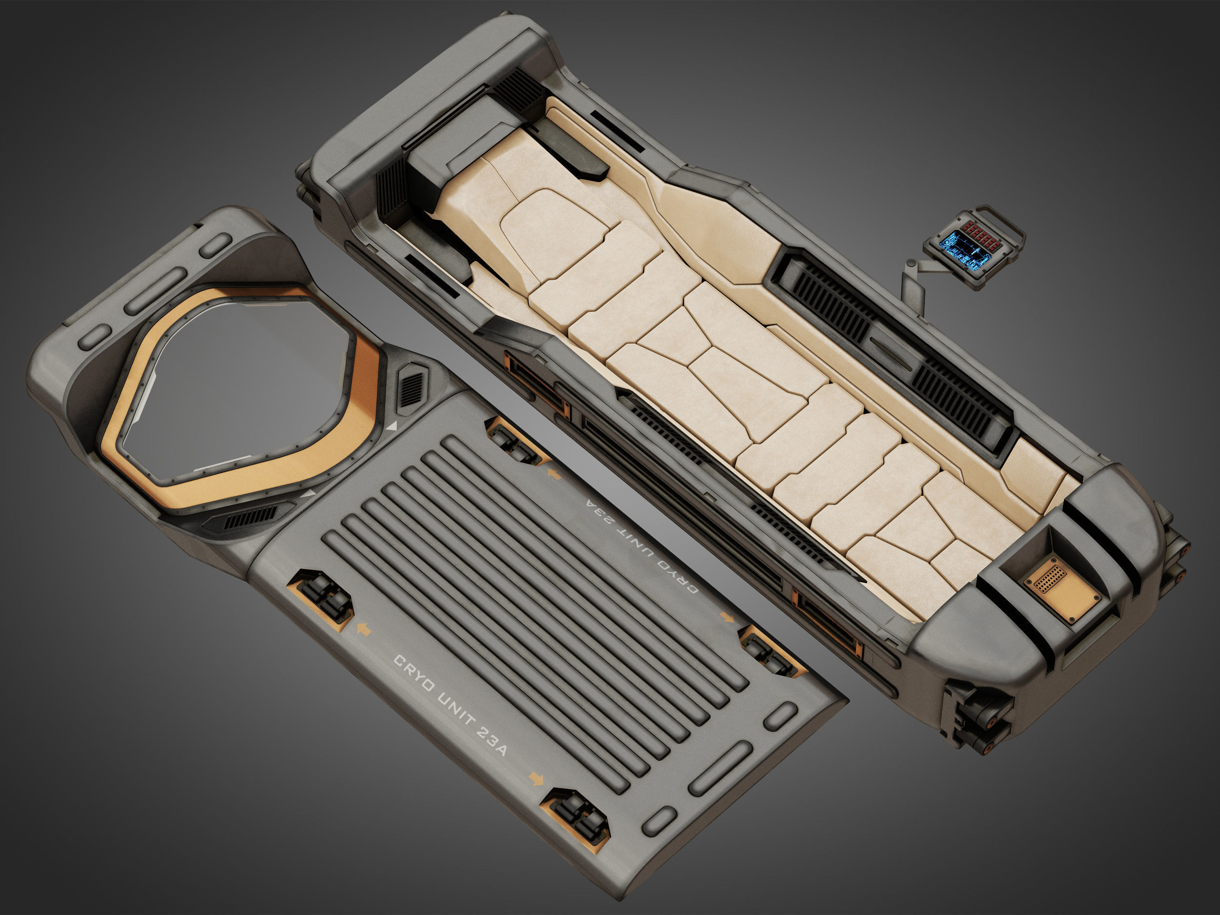 Sci-fi Cryo Chamber Cryopod 3D model_7