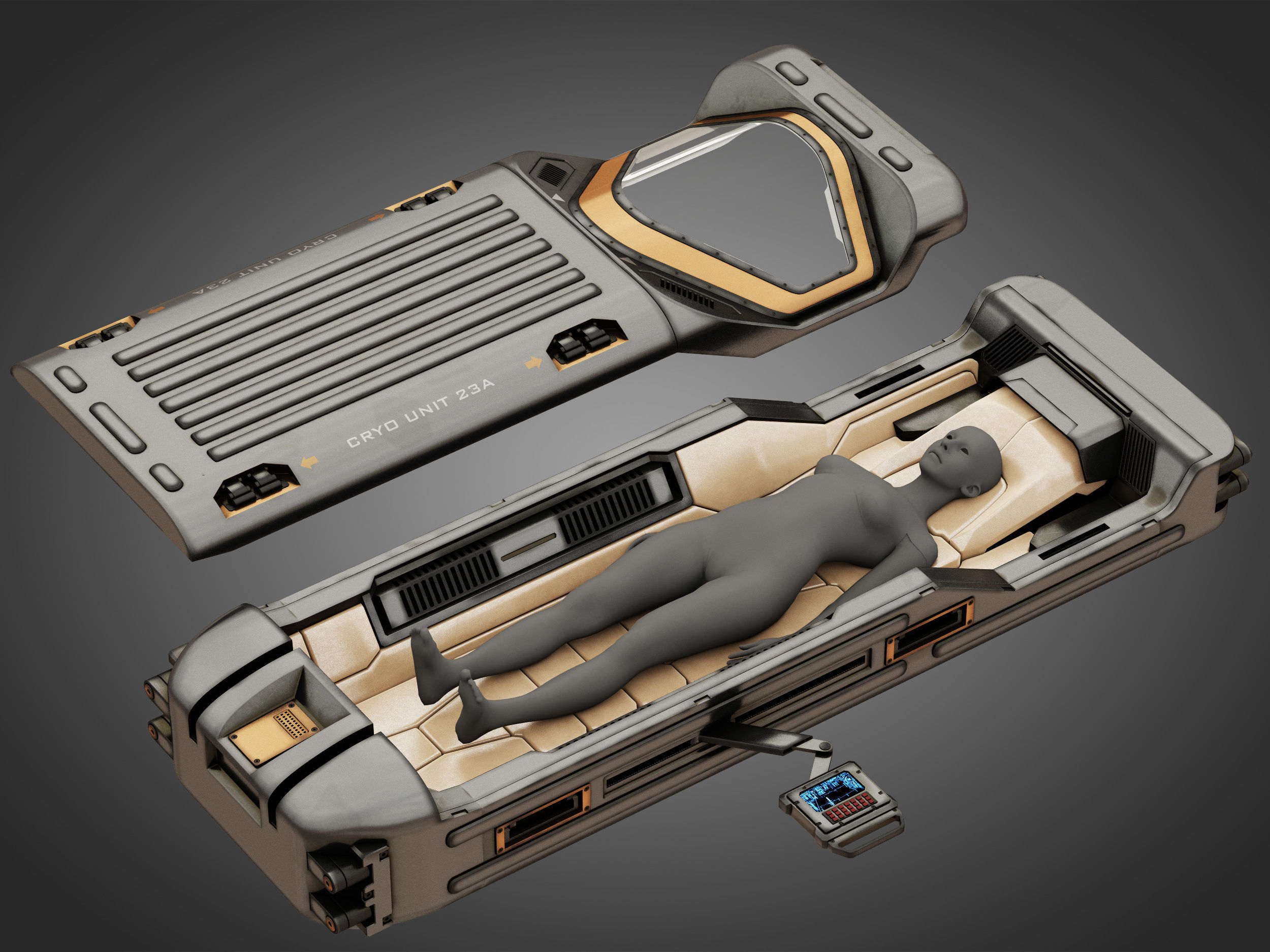 Sci-fi Cryo Chamber Cryopod 3D model_1