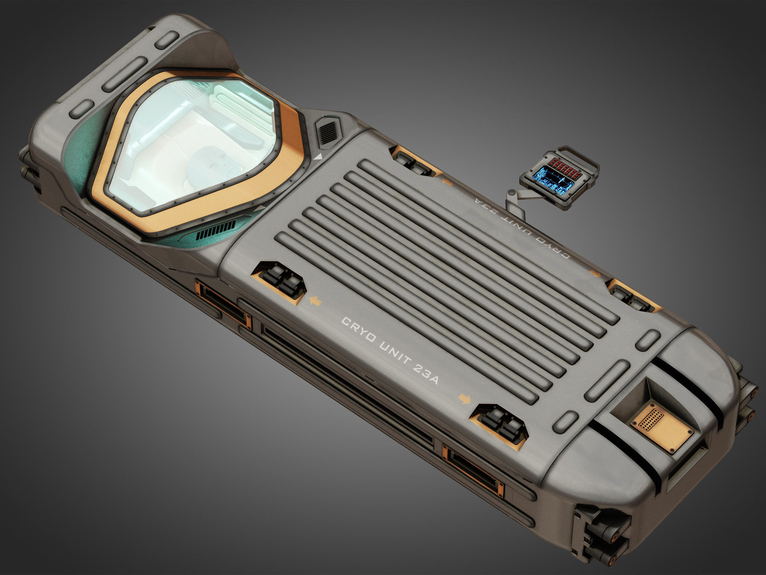 Sci-fi Cryo Chamber Cryopod 3D model_3