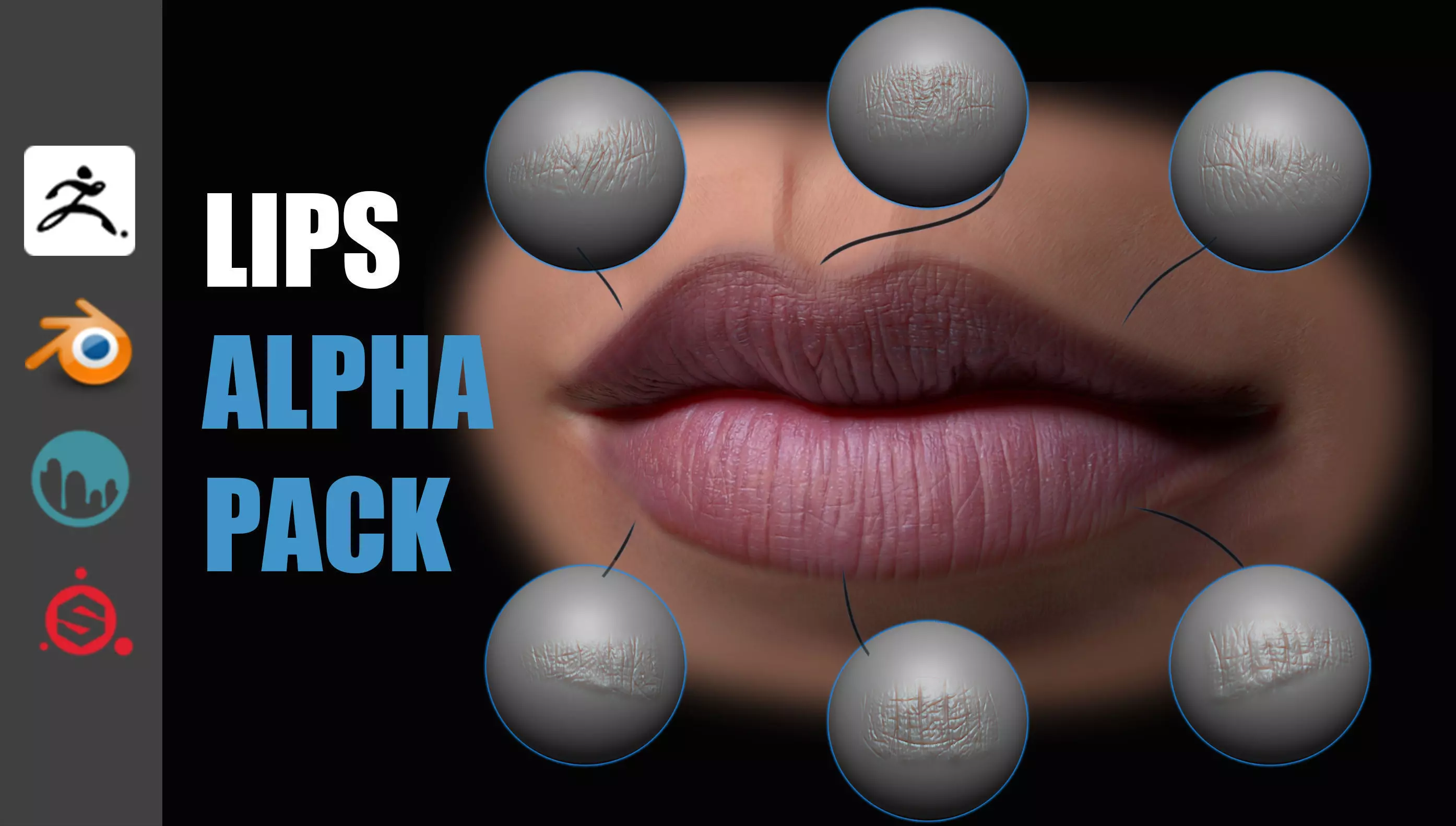 Lips Detail Alpha Pack 3D model_0