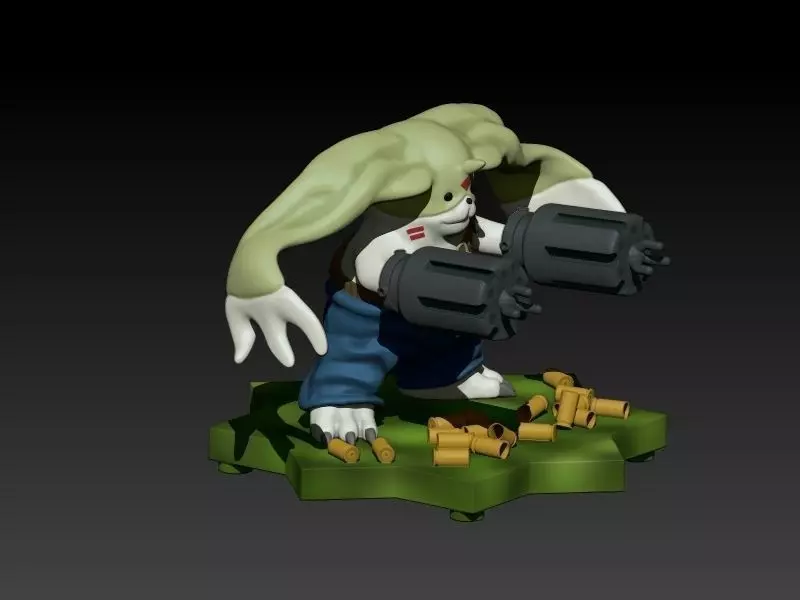 Gargomon zombie holding gun 3D print model