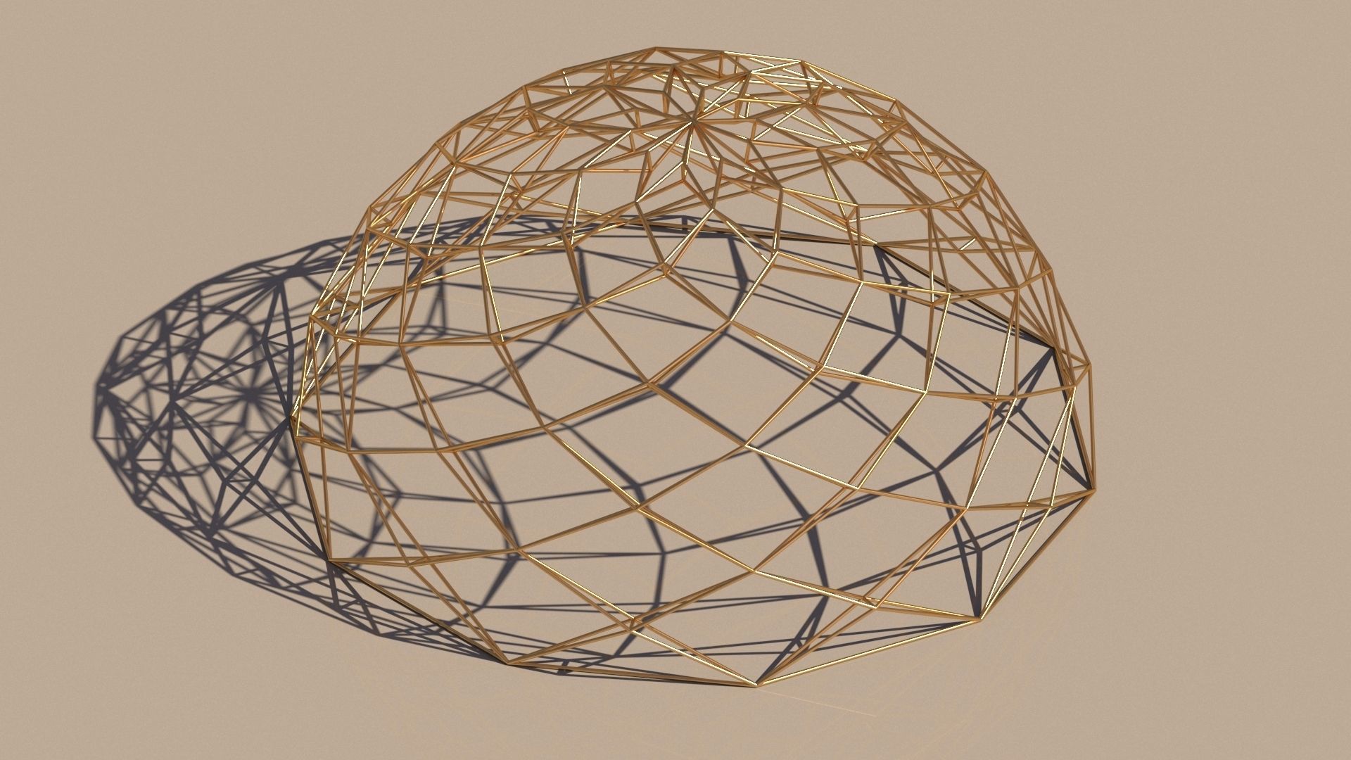 Geodesic Dome like design wire-frame structure 3D model_5