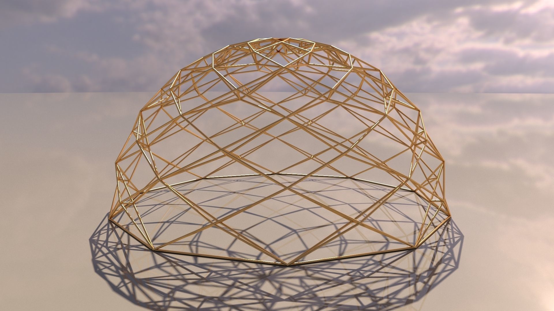 Geodesic Dome like design wire-frame structure 3D model_9