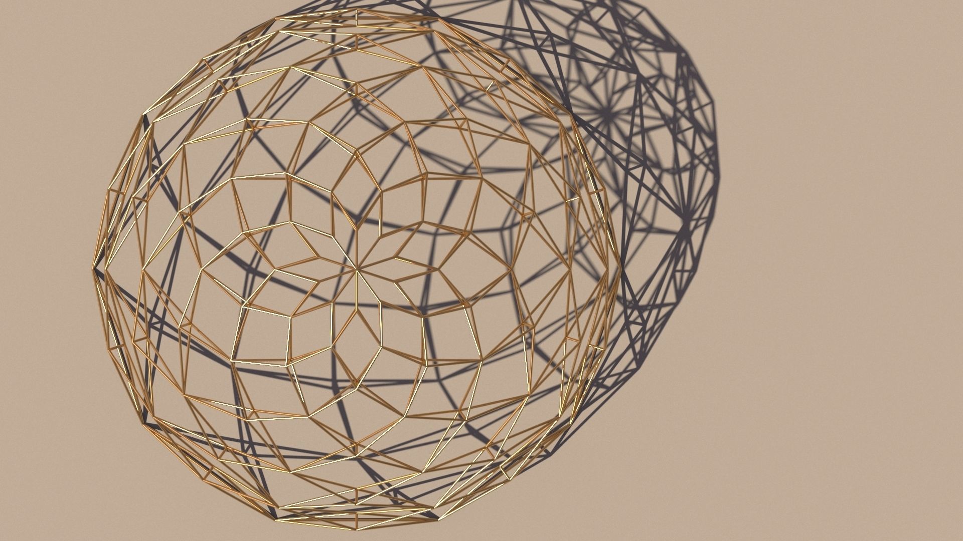 Geodesic Dome like design wire-frame structure 3D model_7