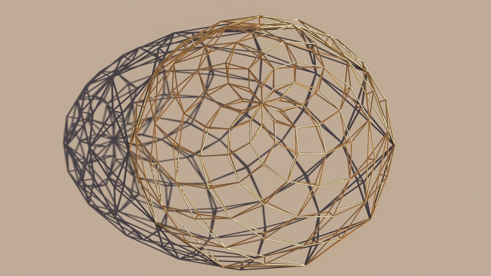 Geodesic Dome like design wire-frame structure 3D model_6