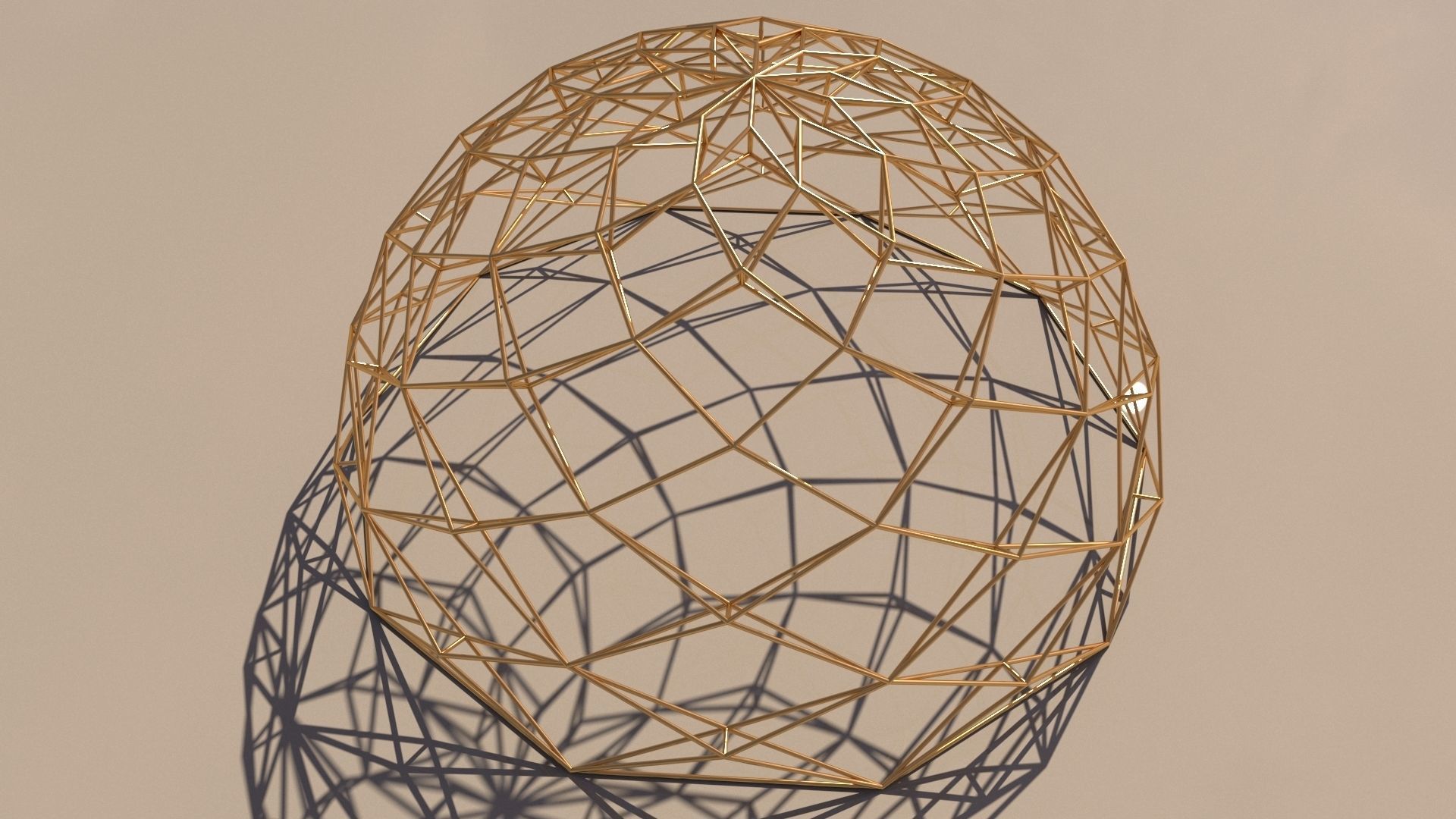 Geodesic Dome like design wire-frame structure 3D model_3