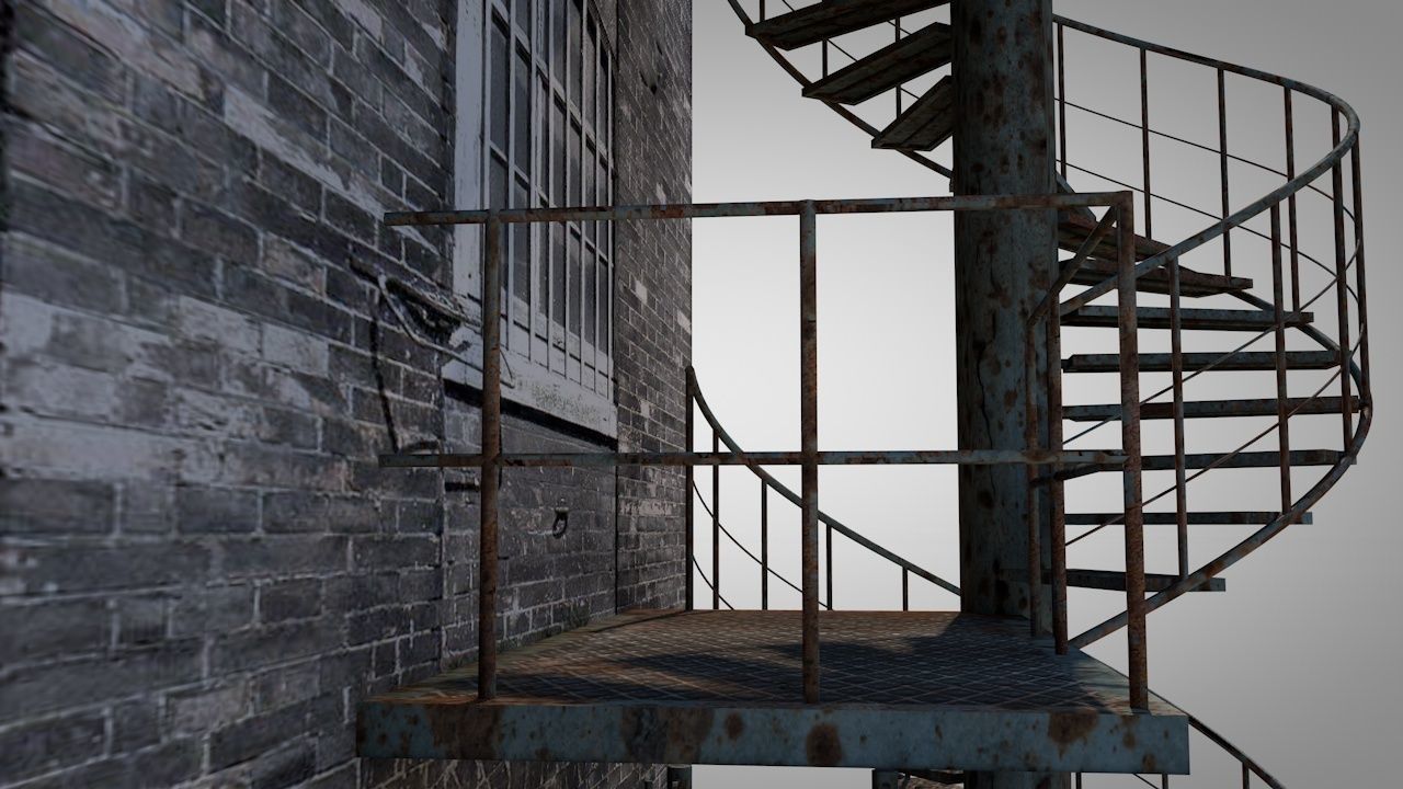 Spiral Escape Ladder Low-poly 3D model_7