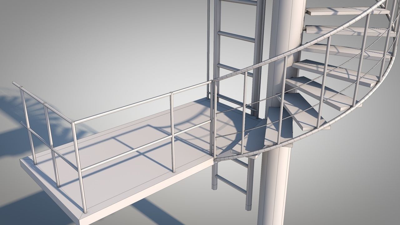 Spiral Escape Ladder Low-poly 3D model_12